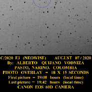 <font class="tempImageTitleThumbText">COMET NEOWISE</font><br>ALBERTO QUJANO VODNIZA<br>Aug 8 12:42pm<br>PASTO,NARINO. COLOMBIA