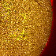 <font class="tempImageTitleThumbText">Sunspot Region 4482 And New Region Near E</font><br>Michael Borman<br>Jul 13 5:59pm<br>Evansville, Indiana, USA